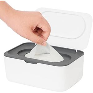 Wipes Dispenser, Wipe Holder for Baby & Adult, Seposeve Refillable Wipe Container, Keeps Wipes Clean. Non-Slip, Easy Pull Wipes Pouch Case, (Grey)
