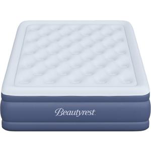 Beautyrest 17" Supreme Air Auto Shut-Off Air Mattress with Built-in SureLock Pump, Puncture-Resistant Dura-Vinyl, Raised Edge Support, Supports 650 lbs, Best for Home, Camping, Guests, Queen