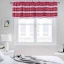 Christmas Snowflakes Stripe 2 Panels Valance for Window Light Filtering Winter Pink Burgundy Plaid Small Curtain Valances, Rod Pocket Window Treatment for Kitchen Bedroom Living Room, 54”x18”