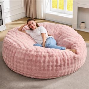 Hobestluk Bean Bag Chairs 5ft Beanbag Chair with Filler Adult Bean Bags with Fluffy & Machine Washable Cover, Giant Bean Bag Chairs for Adults (Pink, 5FT-50" x 50" x 24")