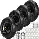 13" Flat Free Wheels Replacement for GOR Garden Cart Tires, 4.00-6 Solid Tires with 5/8"Bearings, 13" No Flat Wheels for GOR Garden Carts/Hand Trucks/Garden Carts (Black)