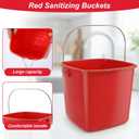 6 Pcs 3 Quart Small Bucket Square Detergent Sanitation Bucket Plastic Small Cleaning Pail with Handles Stackable Utility for Home, Office, Kitchen, School, Commercial Use, Food Service（Red）