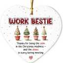 9 x Work Bestie Christmas Ornament 2025 - Unique Coworker Ornament for Christmas Tree, Work Bestie Gifts for Women, Men  Unique for Work Friends, Colleagues