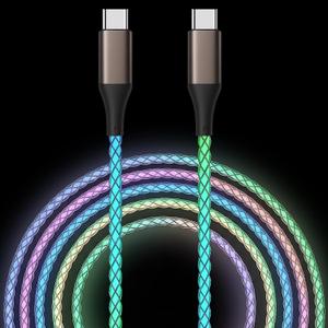 USB C to USB C Cable, Light up Type C Charger Cable, 60W USBC to USBC Cord, Led Type C to C Fast Charger Cord for iPhone 17/16/15/iPad MacBook,Samsung Galaxy S25 S24 S23 (Multicolored, 6FT)