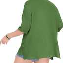 Lastshe Womens Plus Size Cardigan Short Sleeve Lightweight Loose Cover Ups Open Front Sweaters Summer Cardigan (Green, XXXL)