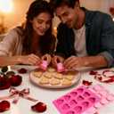 2 Pack 12 Cavity Heart Silicone Molds Set, Valentine's Day Non-Stick Rose Heart Shaped Chocolate Silicone Gummy Mold for Wedding Engagement Party Candy Making Baking Ice Cube Kitchen Decoration