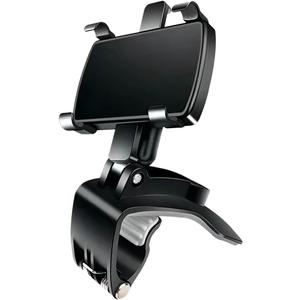 Car Phone Mount, 360 Rotatable ABS Auto Rearview Mirror Cellphone Bracket Clip with Non-Slip Base, Multifunctional Vehicle Interior Dash Phone Holder for 3 to 7 Inch Smartphones