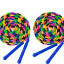 Double Dutch Jump Rope 16 Ft 2 Pack, Long Jump Rope for Kids Adults, Skipping Rope Soft Beaded Multiperson (Blue)