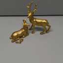 Lulu Home 2 Packs Gold Reindeer Figurines, Resin Christmas Reindeer Decor for Home, Sitting & Standing Nordic Style Elk Statues for Tabletop, Mantel, Office Desk, Cabinet Decorations