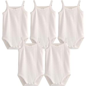 Baby Girls Clothes Sleeveless Tank Top Onsies Cotton Baby Bodysuit Pack of Toddler Summer Clothing, White, 18-24M