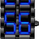 Gosasa Men's Lava Style Stainless Steel Watch Red Blue LED Digital Watch Black Bracelet Watch