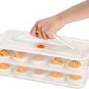 Deviled Egg Containers with Lid, Clear Deviled Egg Platter with Handle, Fridge Stackable Eggs Tray Carrier, Suitable for Camping, Easter, Christmas (2 layers)