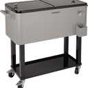 Cuisinart 80 Qt Cooler Cart, Portable Outdoor Beverage Cooler with Storage Shelf, Bottle Opener and Cap Collector, Summer BBQs, Cookouts and Tailgates, 48 Hour Cold Drinks, Chill, Fresh Sodas and Beer