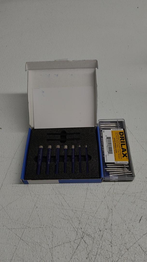1. 8 Pcs Diamond Drill Bit Set Hole Drill Bits for Ceramic,Glass,Porcelain,Marble,Granite & More Hard Materials,Versatile Tools Tile Drill Bits for Efficient,Precise Drilling,Blue ; 2. 
Drilax Diamond Drill Bits for Stone – 30-Piece Set (1mm, 2mm, 3mm) for Glass, Gemstones & Jewelry – 1/8-Inch Shank Compatible with Dremel Rotary Tools – Jewelry Making Supplies & Lapidary Kit
