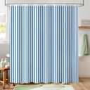 Blue and White Striped Shower Curtain for Bathroom 72 x 78 inch | Striped Geometric,Modern Summer Decor,Long Shower Curtain,Waterproof Polyester Fabric,Machine Washable,12 Plastic Hooks