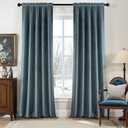 MIULEE Stone Blue Velvet Curtains 90 Inch Long Luxury Super Soft Thermal Insulated Blackout Curtains Room Darkening Drapes Rod Pocket Design for Bedroom Living Room Set of 2 Panels, W40 x L90 Inch