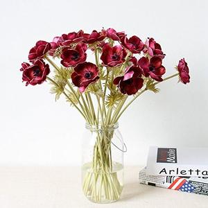 5Pcs Artifical Real Touch PU Anemone Flower Bouquet Room Home Decor (Red)