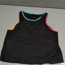 Hilinker Womens Color Block Crop Tank Tops Workout Gym Black Mutil Small
