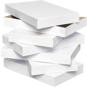 American Greetings White Shirt Boxes with Lids, for Birthdays, Holidays, and All Occasions (6 Boxes, 14.75'' x 9.5'')