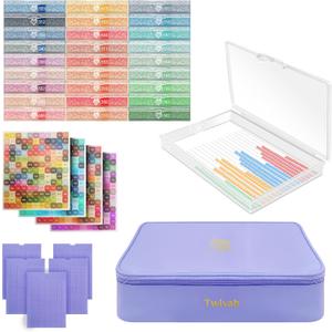 Twivah 27 Pcs Diamond Art Storage with Bag, 2-in-1 Diamond Art Trays Container with Lids, Diamond Painting Accessories with Color Stick, Diamond Art Kits for Adults & Kids Christmas, Birthday (Purple)
