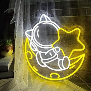 Astronaut Moon Neon Sign, Large Spaceman LED Neon Light for Wall Decor, Dimmable Cool LED Astronaut Holding Stars Neon Signs Lights Space Room Decor for Boys, Teen, Kids, Game Room, Man Cave