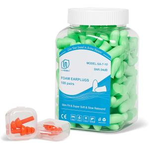 LYSIAN 100 Pairs Slim Foam Ear Plugs for Small Ear Canals Women, 35dB SNR Noise Canceling Sound Blocking Reduction Earplugs for Sleeping, Snoring, Work, Shooting, Studying, Loud Noise (Aqua)