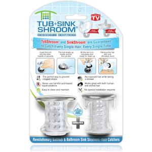 TubShroom and SinkShroom Drain Protectors Hair Catchers for Bathtubs and Sinks, Chrome