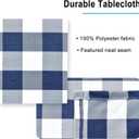 Hiasan Checkered Tablecloth Rectangle - Waterproof and Wrinkle Resistant Table Cloth for Picnic, Dinner and Party, Washable Polyester Fabric, 30 x 60 Inch, Navy Blue and White Gingham Pattern