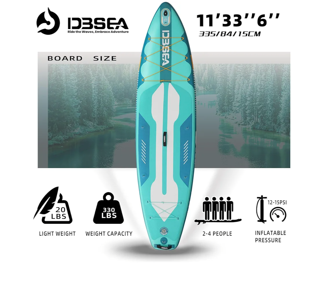 D3SEA Inflatable Stand Up Paddle Board for All Skill Levels, Includes Adjustable Paddle, Leash, Pump, Travel Backpack & Waterproof Bag - Ultra-Light, Wide & Stable Non-Slip Deck