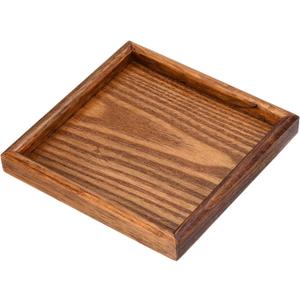 PATIKIL Wood Serving Tray 7 Inch, Square Decorative Platter for Home Decor Kitchen Table Candle Holder, Brown