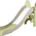Indoor Toddler Slide for Kids, 3 in 1, Kid Play Climber Playset, Foldiable for Toddlers with Basketball Hoops and Ball, Baby Slide for Backyard Playsets Indoor and Outdoor (Green)