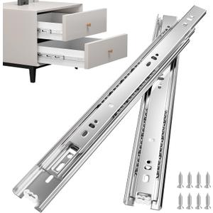 goldenwarm 2 Pair Metal Silver Drawer Slides 16 Inch, Side Mount Ball Bearing Full Extension Glides for Dresser, Tool Box, Trash Can, and Kitchen Cabinets, Heavy Duty 100 LB Capacity