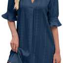 PerZeal Shirts Dress for Women V Neck Short Sleeves Casual Flowy Summer Beach Vacation Shifts (XXL)