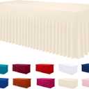 Smiry Spandex Tablecloth, Elastic Fitted Stretch Tablecloth for 6FT Rectangle Tables, Waterproof Washable Table Cover Skirt for Outdoor, Wedding, Banquet & Parties (Beige, 72Lx30Wx30H Inch)