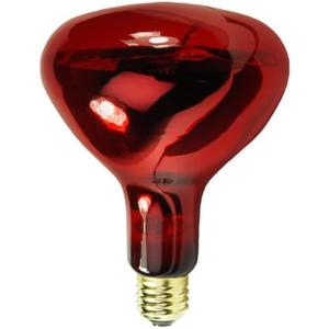 250 Watt - R40 Light Bulb - Ruby Red - Infrared Heat Lamp - 120 Volt - 5,000 Life Hours - Halco 104044