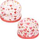 50Pcs Valentine's Party Tableware Oval Paper Plates, Large Oval Heart Design Disposable Dinner Platters Heavy Duty Dinnerware Serving Dish Platters for Valentines Bridal Shower Wedding Party Supplies