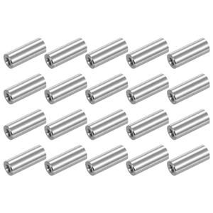 uxcell M5x0.8mm Round Coupling Nuts, 20 Pcs 304 Stainless Steel Connector Nuts Fasteners Rod Bar Stud 25mm for Industrial Construction Fasteners, Silver