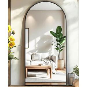 71"x32" Floor Mirror Full Length, Arched Full Length Mirror with Stand, Large Full Body Mirrors for Bedroom Living Room or Cloakroom Black