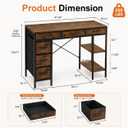 Simple Deluxe Computer Desk with 6 Drawers, 47 Inch Office Workstation with Storage Shelves, Reversible Corner Gaming Table, Home Office Study Desk with Fabric Organizer, Rustic Brown, 47''Lx18''W