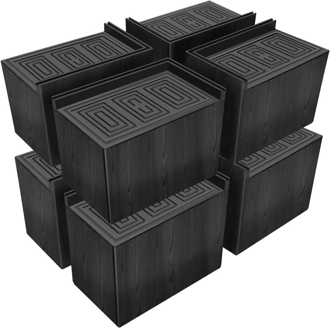 ANNKUT Bed Risers 5 Inch Heavy Duty,Oversized Couch Risers, Extra Wide Furniture Risers for Sofa Table Desk Headboard Chair Lifting,Rectangular Risering Blocks Support 11000 lbs(8 Pack Black)