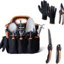 DTRK 8-Piece Large Garden Tool Set 304 Stainless Steel Garden Tool Kit with Handbag,Pruning Shears,Gloves Heavy Duty Gardening Hand Tools with Non-Slip Rubber Grip,Ideal Gifts for Women & Men Orange