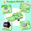 Motorized Pool Float for Adults, Inflatable Pool Lounger with Built in Dual Motor, Cup Holders, Backrest, Foot Pump for Lake, Beach, Summer Party, Leaves