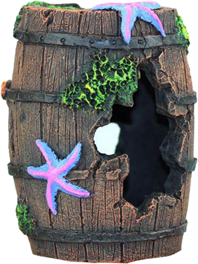 WishLotus Aquarium Fish Tank Decorations, Aquarium Hideout House Theme Plastic Plants Fish Cave Aquarium Castle Mermaid Ornaments, Shipwreck Hideouts Fish Tank Accessories Dcor