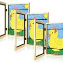 [3-Pack] Kids Art Frames, 8.5x11 Front Opening Kids Artwork Frames Changeable, Gold Artwork Display Storage Frame for Wall, Holds 50 Pcs, for 3D Picture, Crafts, Hanging Art, Portfolio