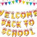4 x Welcome Back to School Banner - Back to School Banner for Back to School Decorations - Bow Pencil Banner for First Day of School Decorations Classroom School Decorations Supplies Home Photo Backdrop
