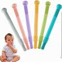 Chuya 12ct Hollow Teether Tube, Silicone Tubes Baby Teether Toys,Chew Straws Toy for 3-12 Months Babies Molars,Teething Relief,BPA Free/Freezable,Dishwasher Safe,Easy to Clean set of 2