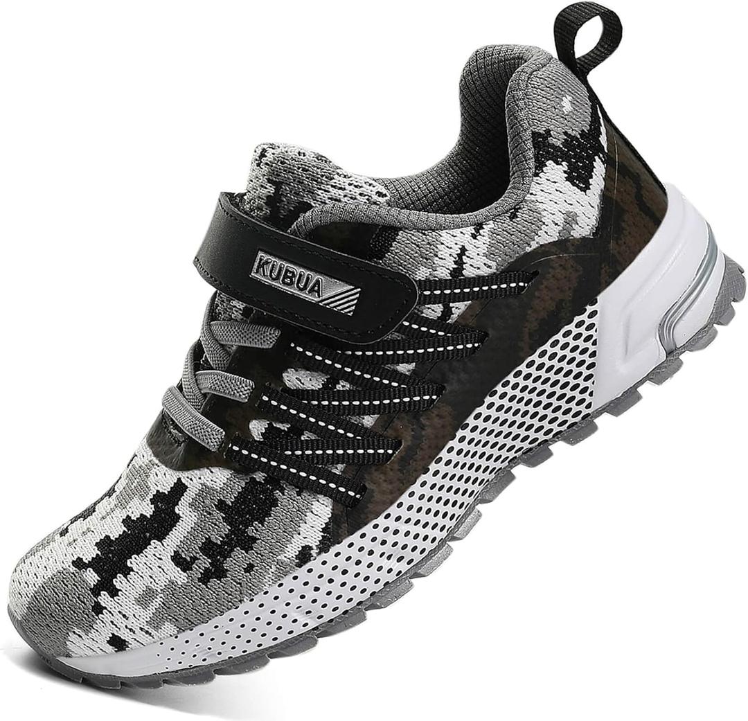 KUBUA Kids Sneakers for Boys Girls Running Tennis Shoes Lightweight Breathable Sport Athletic (8 Toddler, Camouflage Grey a)