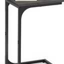 VASAGLE C-Shaped End Table, Small Side Table for Couch, Sofa Table with Metal Frame for Living Room, Bedroom, Bedside, Ebonized Oak and Black