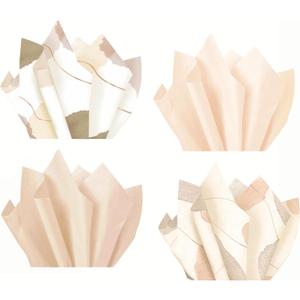NICROHOME EUR 24 Sheets Ivory White Brown Tissue Paper, Boho Colored Gift Wrapping Paper Bulk for Gift Bags Packaging Crafts Wedding Baby Bridal Shower Birthday Decorations, 15 x 20Inch