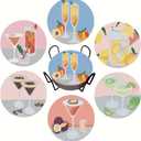 6 Pcs Diamond Painting Coasters Kits with Holder,Diamond Art Coasters Set for Drinks Coffee Table, Gem Painting kit for Beginners Adults DIY Art Craft Gifts Home Decors (Cocktail)